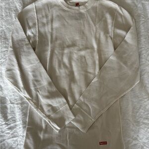 Supreme White Thermal Long Sleeve Men's Shirt